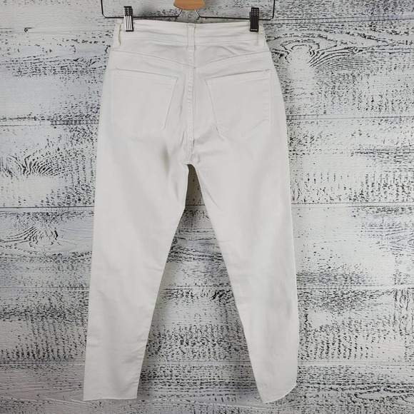 Top Shop Moto To Fit Whtie Distressed Raw Hem Zip Fly Pants Denim Jeans Sz 6 - Picture 6 of 11